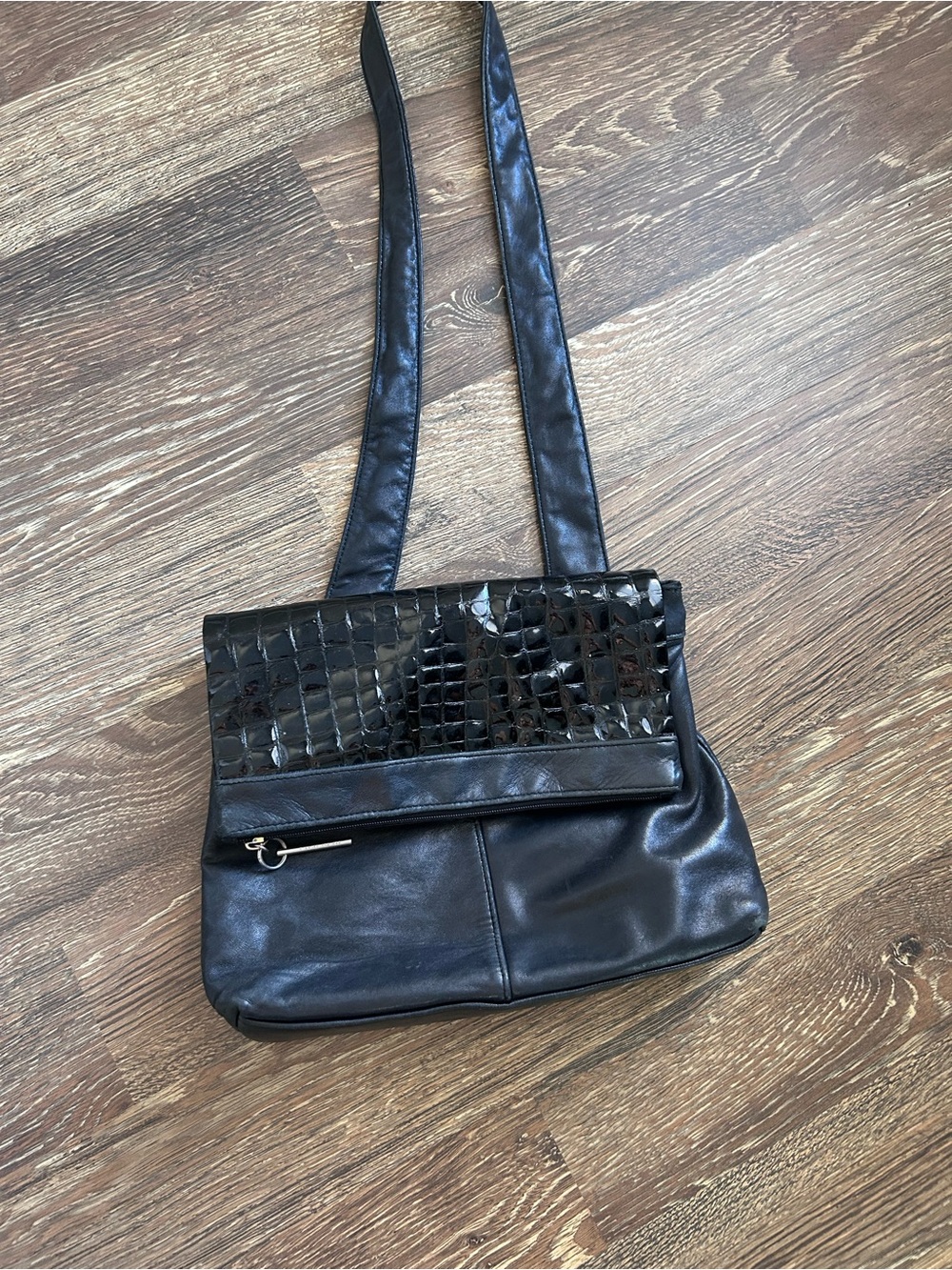 Paris Handbag with Croc-Texture Flap